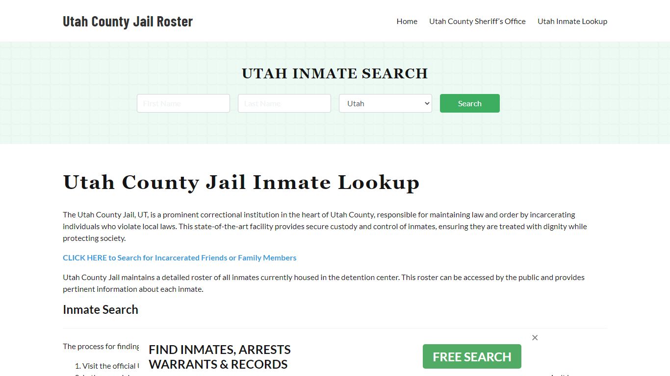Utah County Jail Roster Lookup, UT, Inmate Search